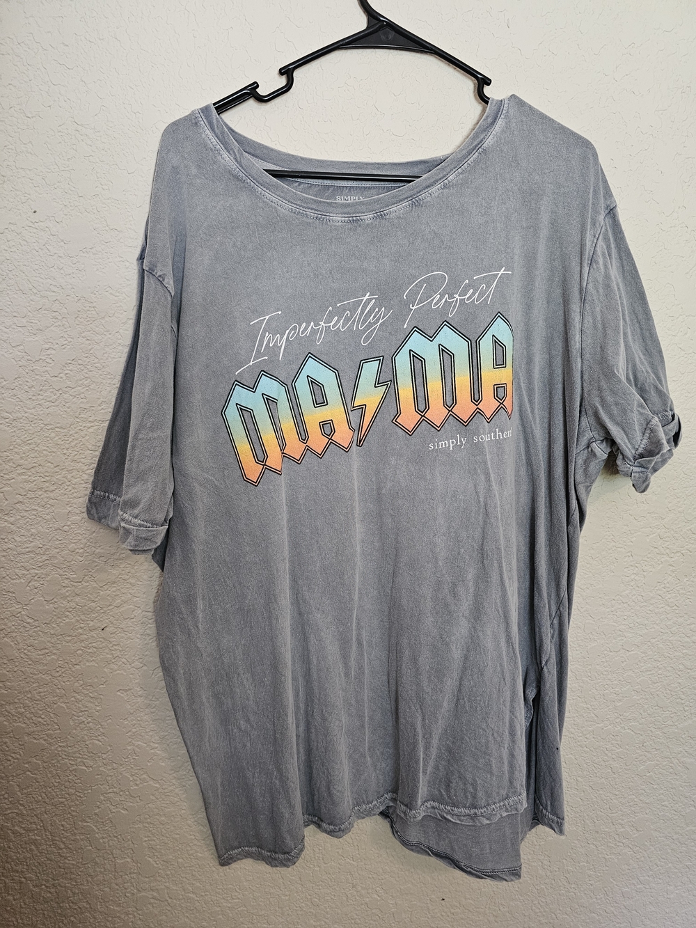 Simply Southern Gray Ombre Graphic Tee with Pastel Rainbow Print